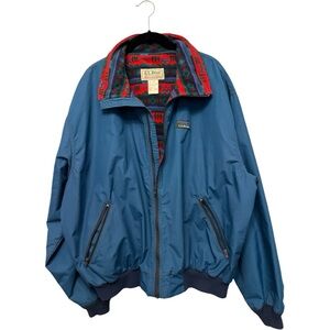 Vintage L.L. Bean Men's Blue 3 Season Bomber Jacket w Fleece Lining